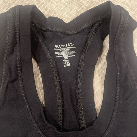 Athleta Speedlight Seamless Racerback Tank Top Women's Sz XS Black Ruching - Picture 3 of 6